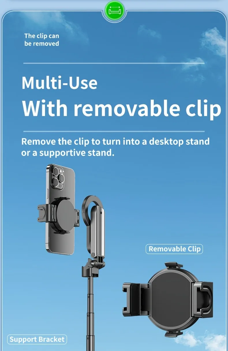 Faltbarer magnetischer Handyhalter & Selfie-Stick mit kabelloser Fernbedienung, 360° drehbare Halterung, kompatibel mit_voghion.com