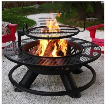 Red Mountain Valley 47 Outdoor Fire Pit with Adjustable Grill 2-in-1 Large Wood Burning Round FirePits for Patio and Backyard D 1 Red Mountain Valley 47 Outdoor Fire Pit with Adjustable Grill 2-in-1 Large Wood Burning Round FirePits for Patio and Backyard D 1