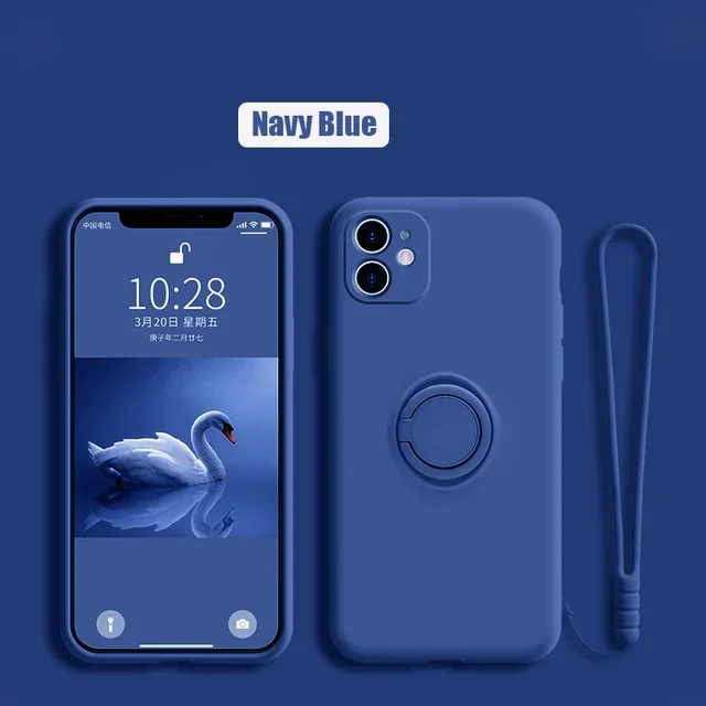 thumbnail image 1 of Liquid Silicone Finger Ring Magnetic Holder Bracket For iPhone 15 14 13 12 11 Pro Mini XR X XS Max 7 8 Plus Phone Case, 1 of 5