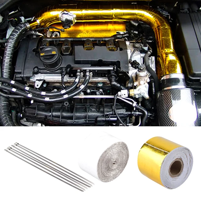 Cinta térmica para tubo de escape de coche, envoltura de papel de aluminio  dorado, resistente al calor, Turbo - AliExpress