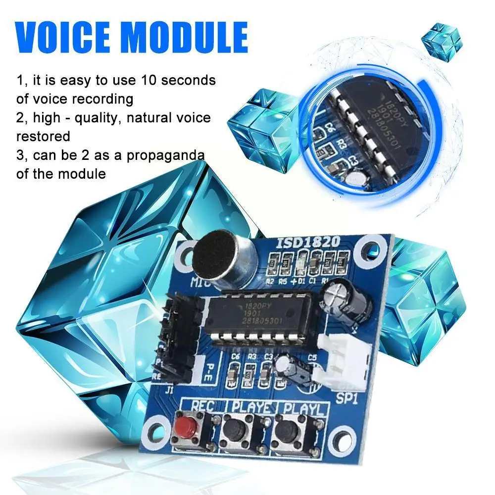 

ISD1820 Recording Module Voice Module The Voice Board Module With Board Module Loudspeaker Microphones DIY Telediphone T8W1