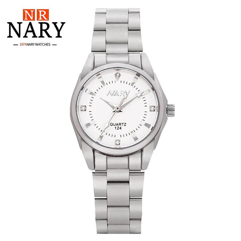 NARY Fashion Simple Women Watchs Stainless Steel Waterproof Quartz Movement Watch Reloj Mujer Luminous Business Wristwatch 124