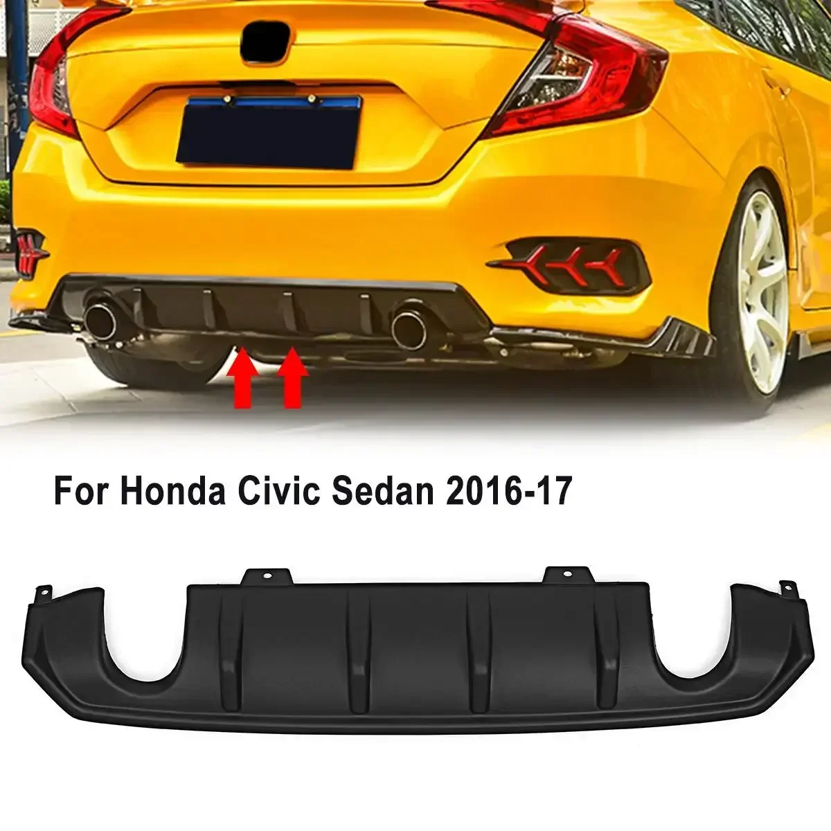 

Car Rear Bumper Diffuser Splitter Lip Protector Lips For Honda For Civic Sedan 2016 2017 Rear Chassis Spoiler Deflector Body Kit
