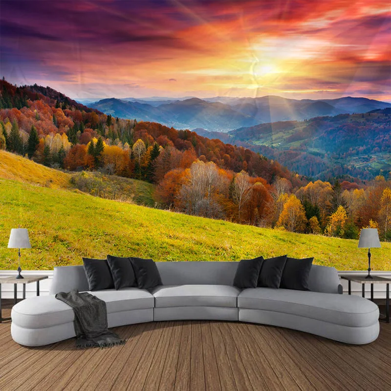 Natural Scenery, Hilly Grassland Tapestry, Art Decoration, Curtain, Hanging, Home, Bedroom, Living Room Decoration Tapestry Decor