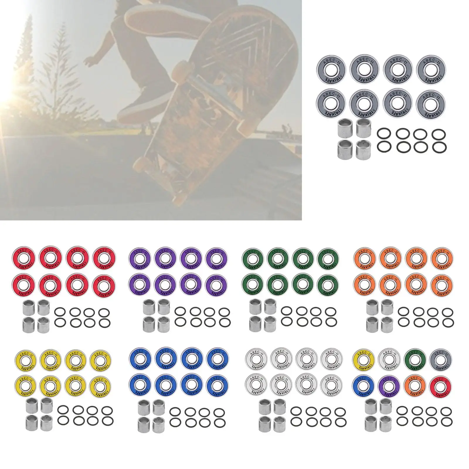 8 Frictionless Abec 11 Skateboard Roller Skate Wheels Scooter Spare Bearings