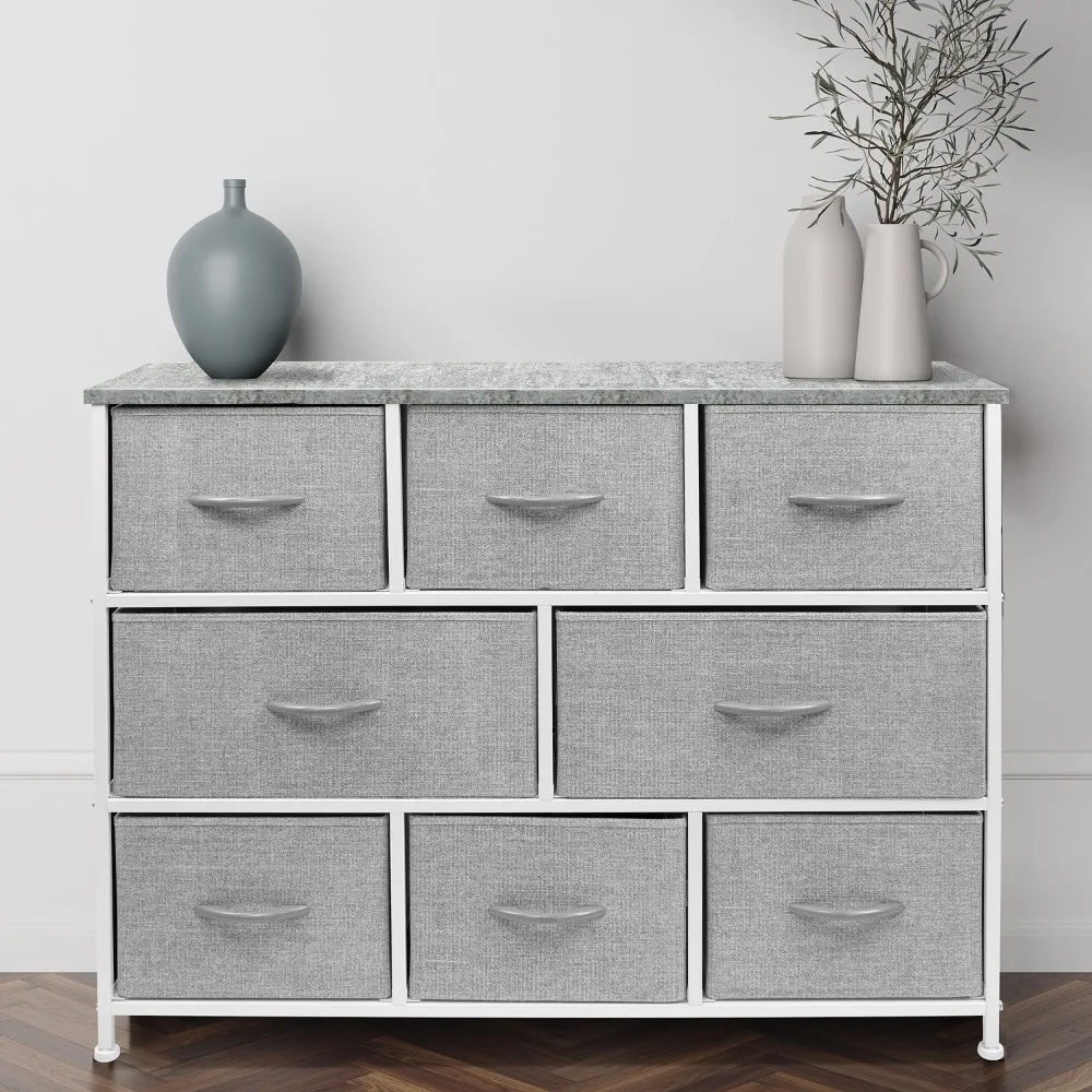 

Dresser With 8 Drawers - Furniture Storage Chest for Kids Clothing Organization Dressing Table Bedroom Vanity Desk Hallway Home