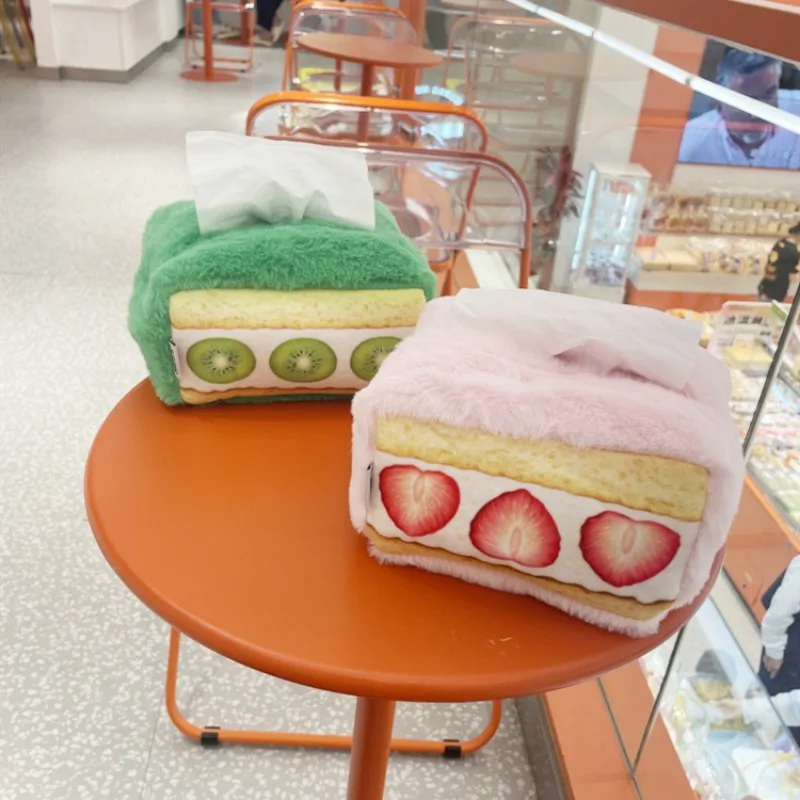 Strawberry Dessert  Tissue Box Sweet Color Pink Durable Home Car Hotel Sofa Paper Tissue Holder Napkin Case Pouch Girl's Gift 3