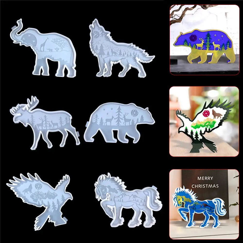 Silicone Mold Bear Horse Jewelry Making Tools DIY Pendant Elephant Wolf Ornament Resin Mold Epoxy Resin Molds Silicone Mould