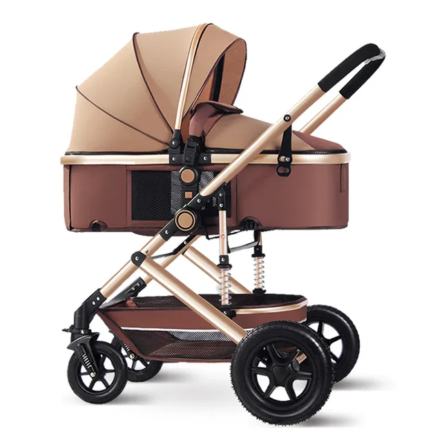 Poussette pour nouveau-né avec roues en caoutchouc amortissantes, utilisable en quatre saisons, pliable dans les deux sens, panier de couchage léger, poussette bébé 1
