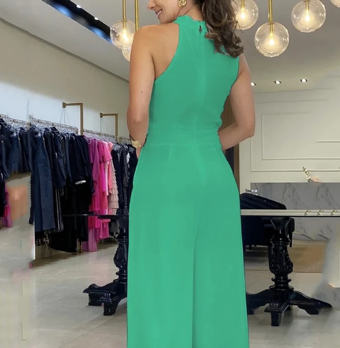 Casual and Sexy 23 New Design Single Color Sleeveless Irregular Hollow Slim and Beautiful Girl Jumpsuit