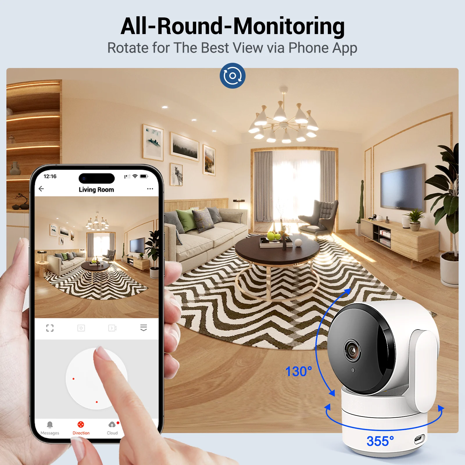 AMOROM 2K Indoor Camera 5/2.4G Wi-Fi Home Night Vision Security Camera 360-Degree Rotating Camera AI Motion Detection IP Camera 2