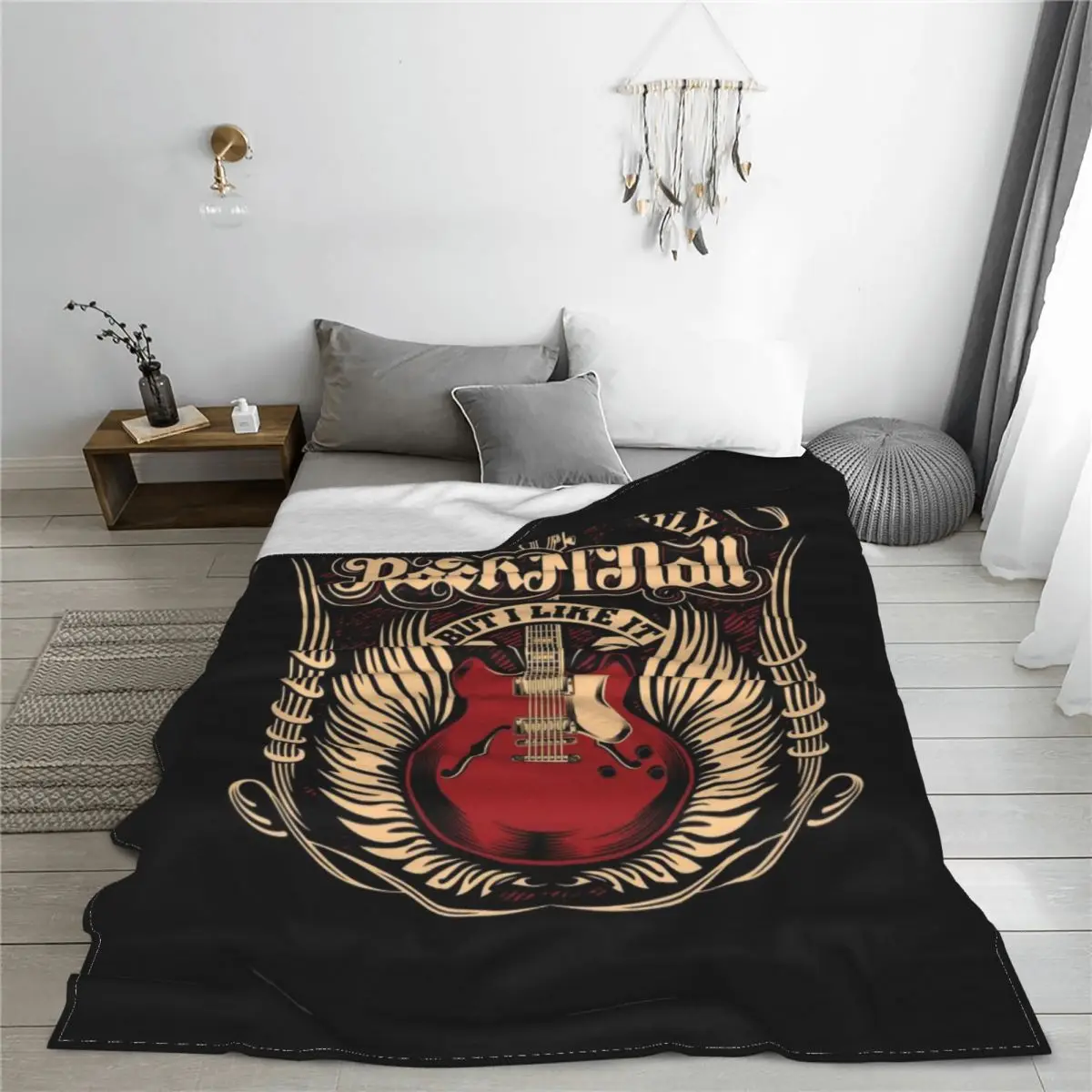 Rock And Roll Fleece Throw Blankets Heavy Metal Music Blankets for Bedding Outdoor Super Warm Quilt