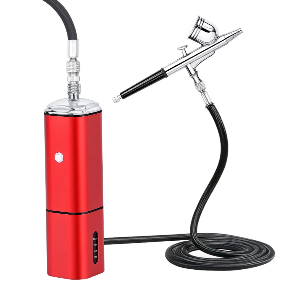 Portable Personal Cordless Mini Noiseless Airbrush Compressor High Power Super Works Quiet Type C Pneumatic Tool farbin mini air compressor 12v 24v for air horns super loud trumpet replacement air pump car horn accessories compressor