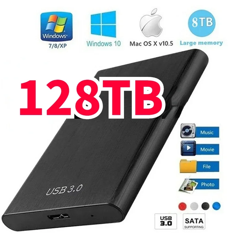 

Portable High-speed 2TB SSD 4TB External Hard Drive Mass Storage USB 3.0 8TB 16TB 32TB 64TB 128TB Original Mobile SSD for Laptop