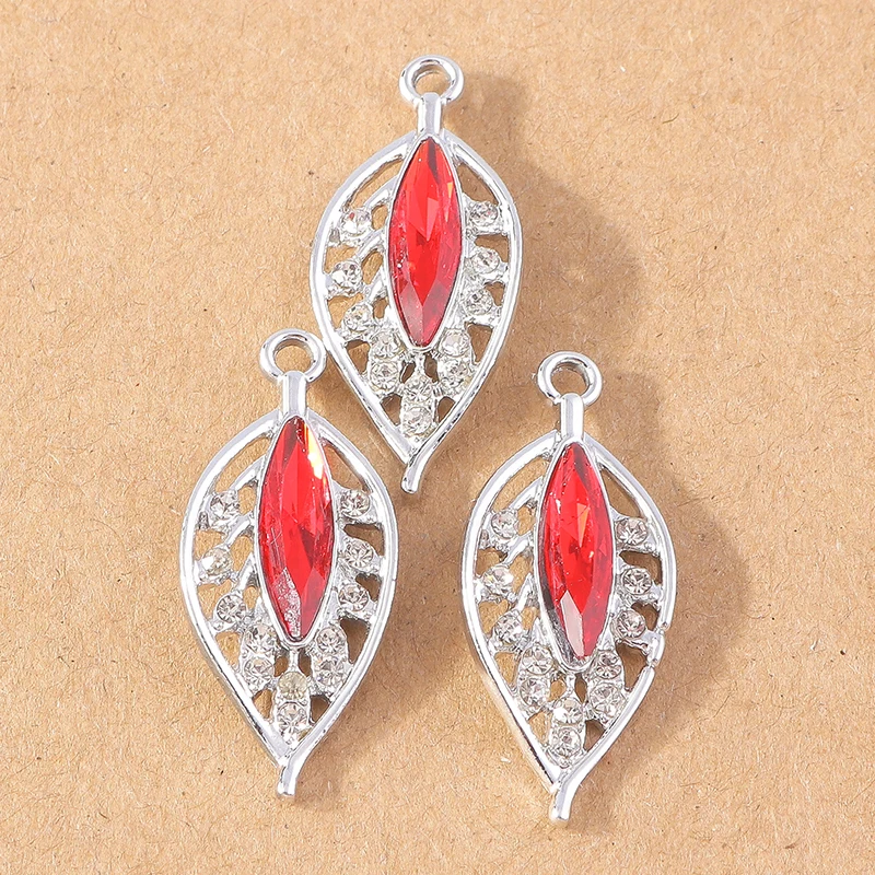 10 Stück 13 x 30 mm Kristall-CZ-Blatt-Anhänger für die Herstellung von Ohrringen, Halsketten, DIY, handgefertigter Schmuck, Zubehör – Detail 4