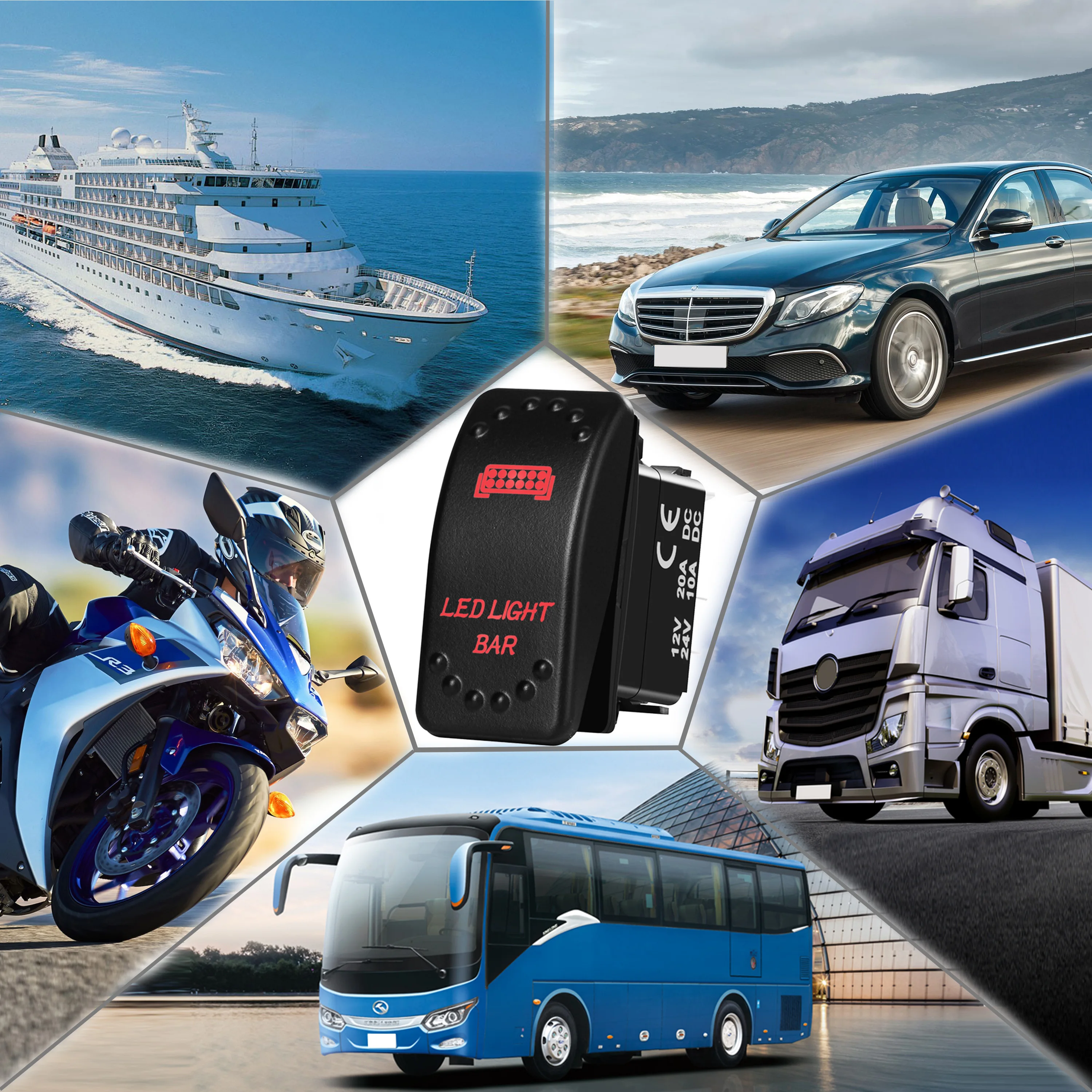 Rocker Switch ON-OFF Doppia Barra Luce LED Impermeabile Auto - Foto 9