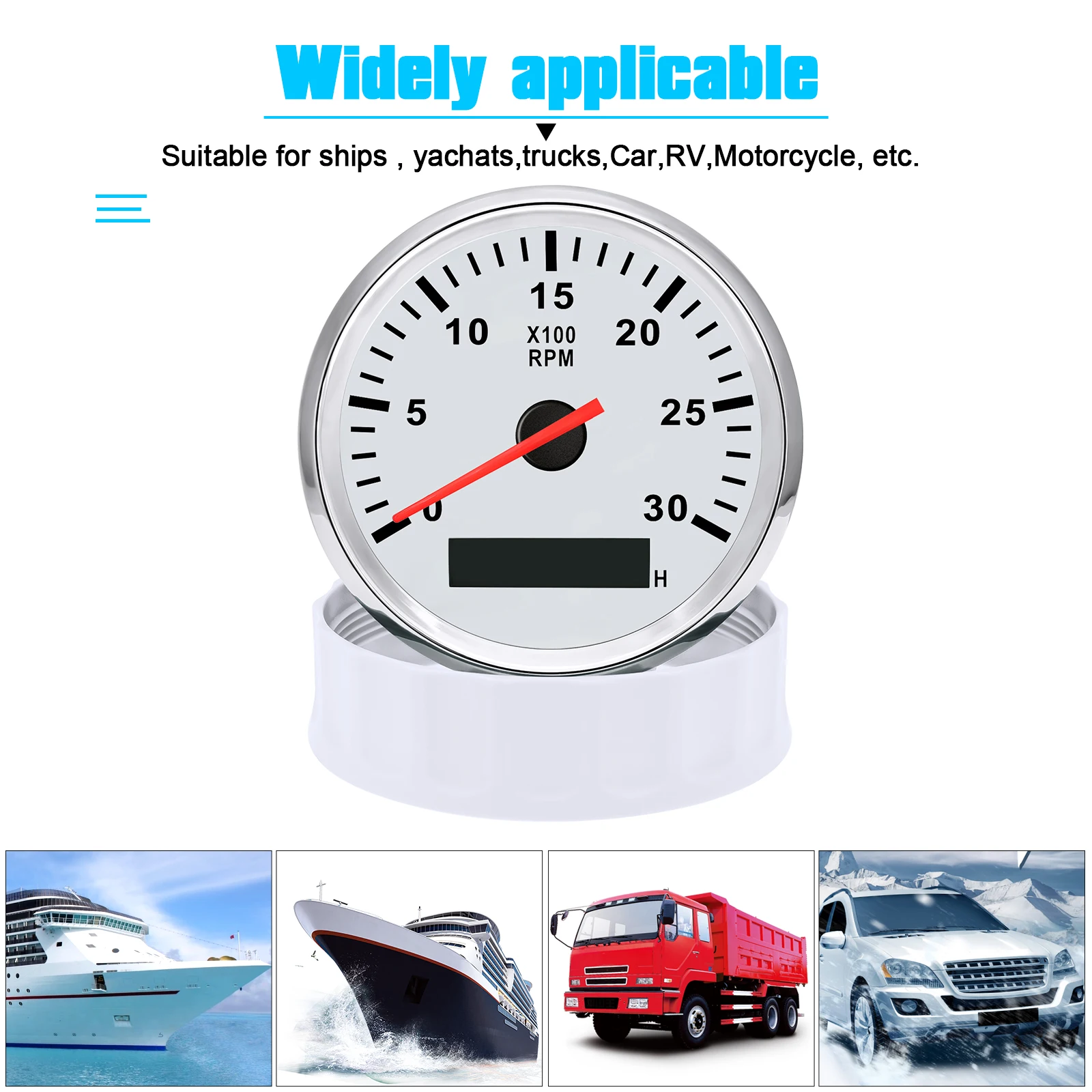 Tachometer Gauge Engine Tachometer Tachometer Meter 85mm Tachometer Tacho Gauge with Digital Hourmeter RPM Sensor Universal For Car Boat