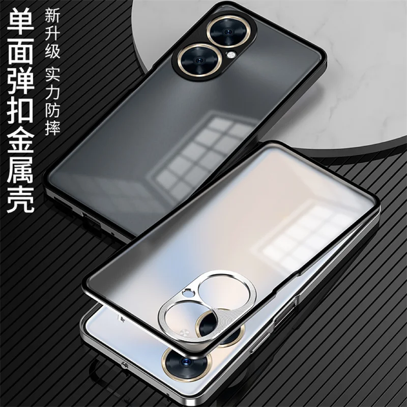 Oneplus Nord CE 3 Lite CPH2467 CPH2465 Case Metal Bumper with Clear Glass Hard Cover Phone Case for Oneplus Nord CE3 Lite 5G