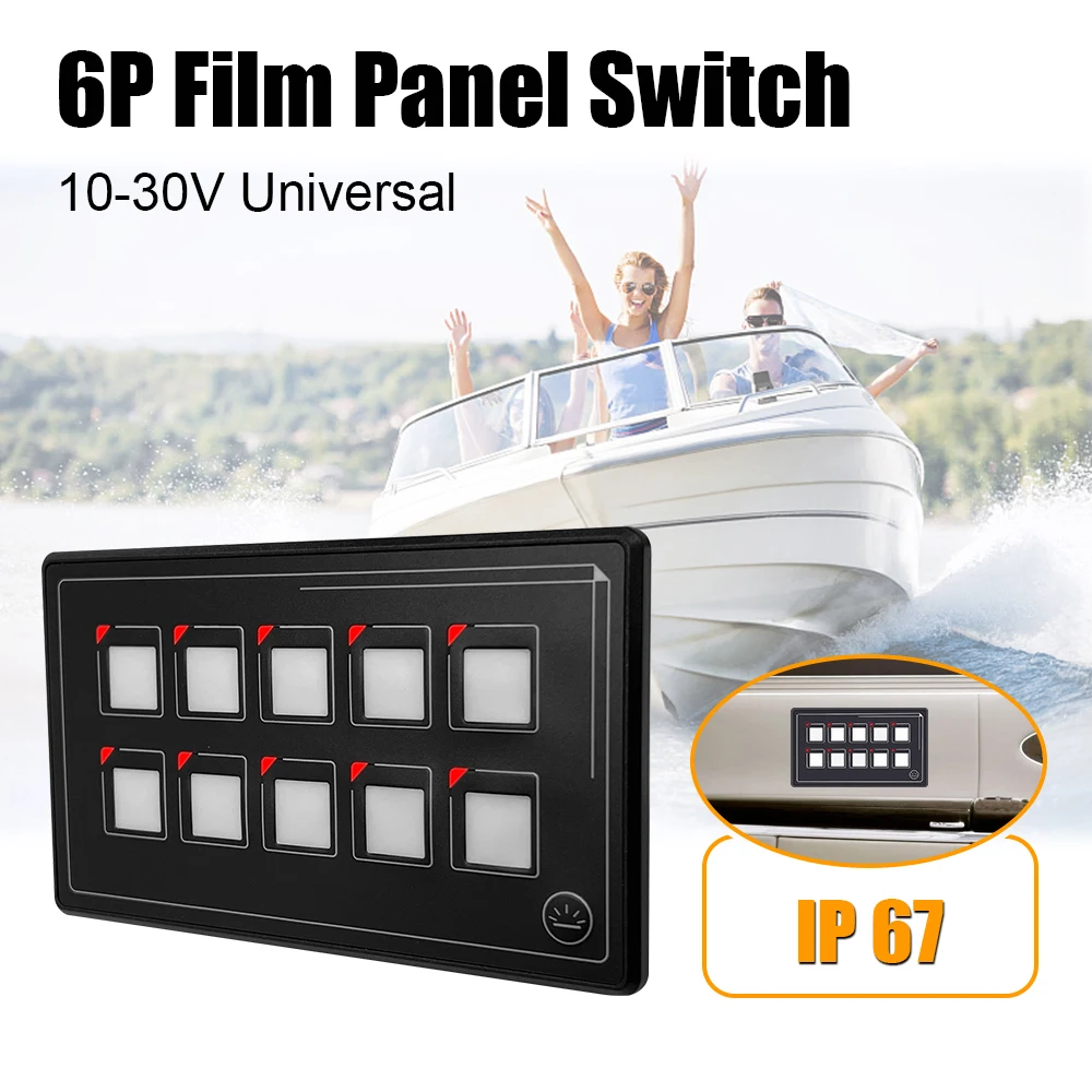 Panel Switch,12-24V Car Universal 6P LED Touch Membrane Control Panel Switch Electronic Accessory On Off Rocker Toggle Switch Panel Box - 4