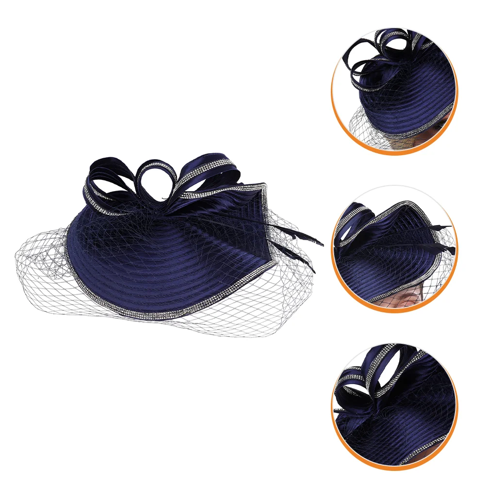 

Cocktail Party Hat Dress Hats for Women Hair Fascinators Tea Wedding Headdress Blue Headband Makeup Charming Vintage Bridal