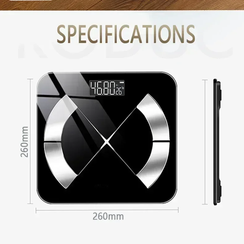 2025 HOT SALE BMI Bluetooth Fat Scale Smart Digital Bathroom Weight Wireless Weight Scale USB Rechargeable Smartphone APP