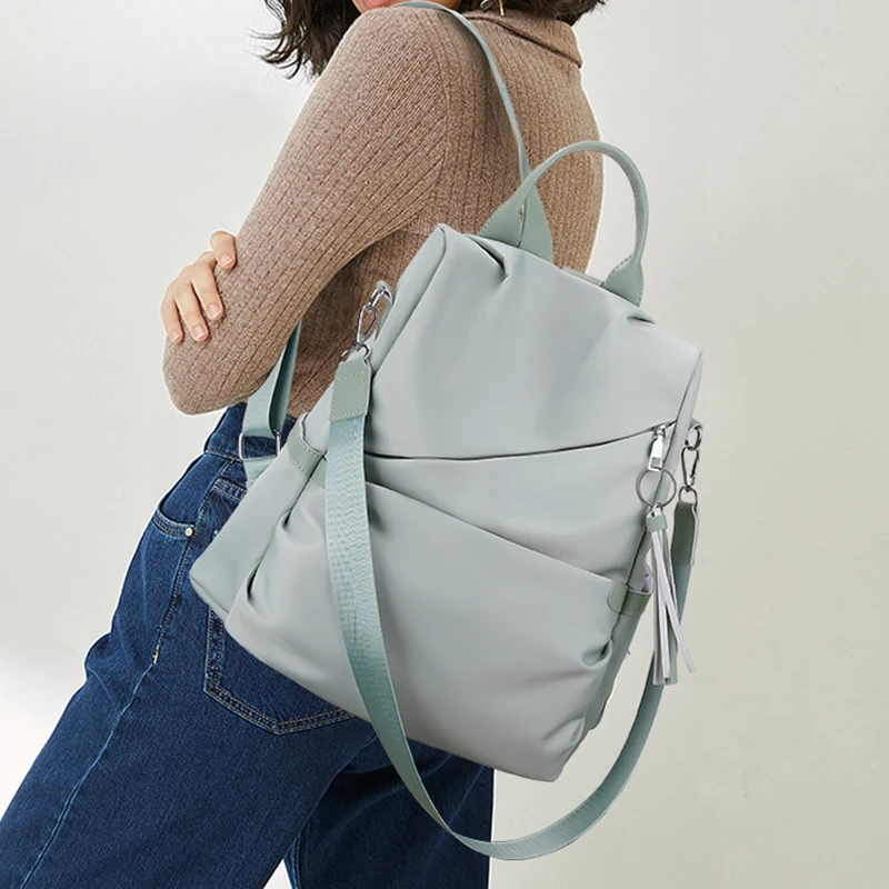 Lightweight small multifunctional women's handbag, fashionable backpack, open pocket travel bag, school and university shoulder