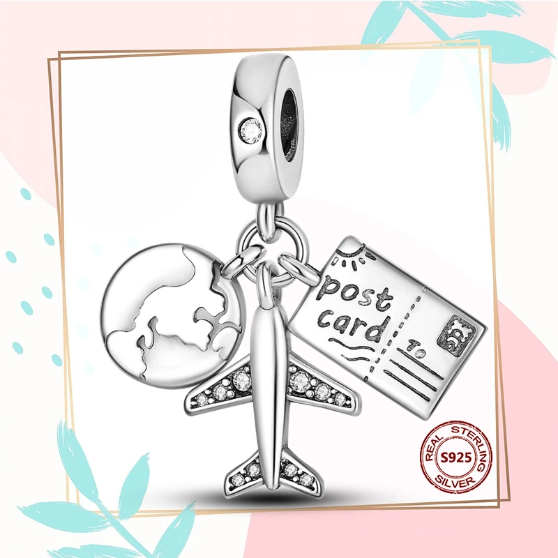운송 방법 매력 자동차 지프 비행기 자전거 오토바이 구슬 DIY 원래 Plata 팔찌 보석