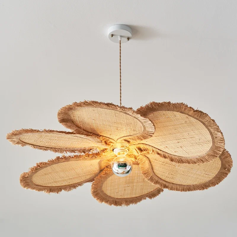 

Petal chandelier, living room, bedroom, dining room, clothing store, art flower, straw, flower, zen design, lamp