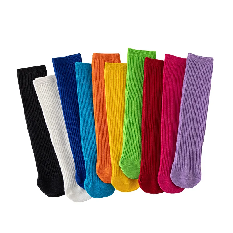 Socks Children's New Solid Color Bright Color Children's Stacking Socks High Elastic Korean Version Vertical Calf Socks