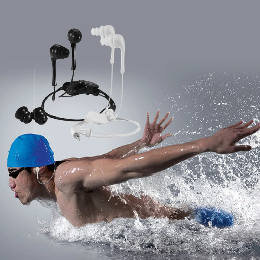 IPX8 Waterproof MP3 Headphone Inear Type 3.5mm Swimming Diving Headset Music Player Earphones