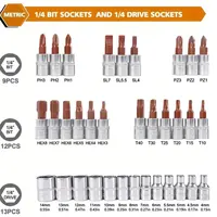 Наборы торцевых ключей Podofo, 214 шт., 1/4 дюйма, 3/8 дюйма, 1/2 дюйма, 24 зубца, эргономичный ключ с храповым механизмом, набор инструментов для авторемонта — изображение 5