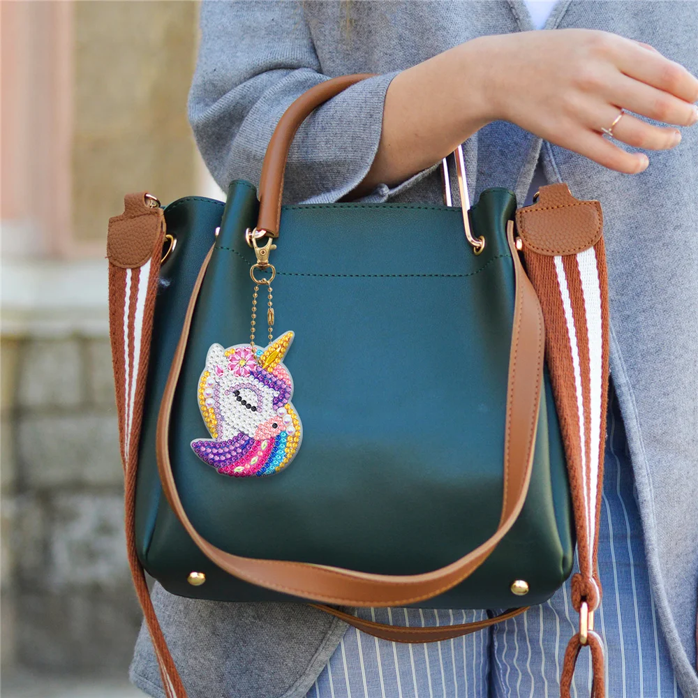 DIY Diamond Painting Keychain Unicorn Pendant Handmade Gift Double-sided Point Diamond Mosaic Embroidery Keychain diamond keychains diamond painting diamond painting accessories