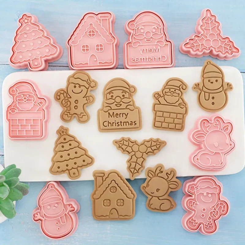 cookie cutter 8Pcs Christmas Santa Claus Snowflake Cookie Molds Biscuits Embosser Stamp Baking Accessories Decoration