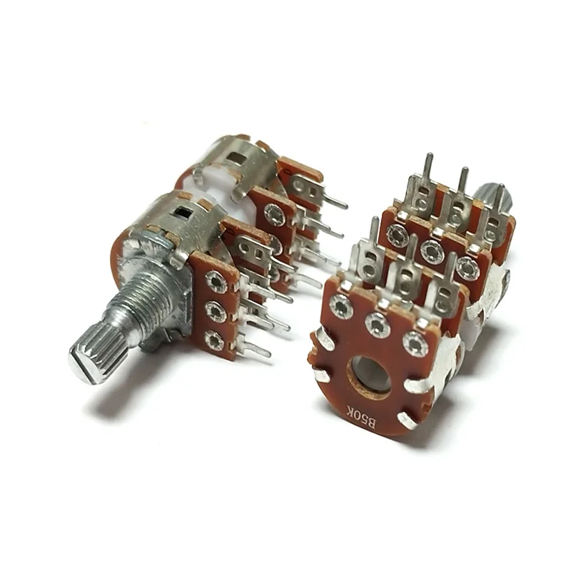 1PCS High quality RK163 Flower axis 15mm 12PIN B50KX4 Audio 4 Channels Volume Potentiometer WH148 B50K