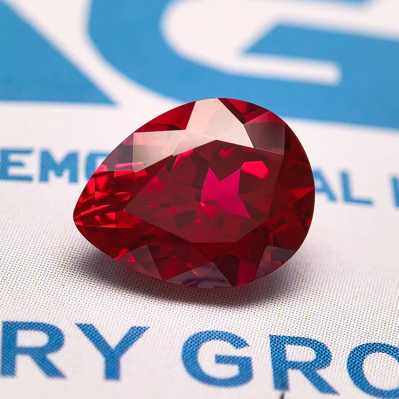

Lab Grown Ruby Pigeon Blood Red Color Pear Shaped VVS1 Beads for Charms Diy Jewelry Making Selectable AGL Certificate