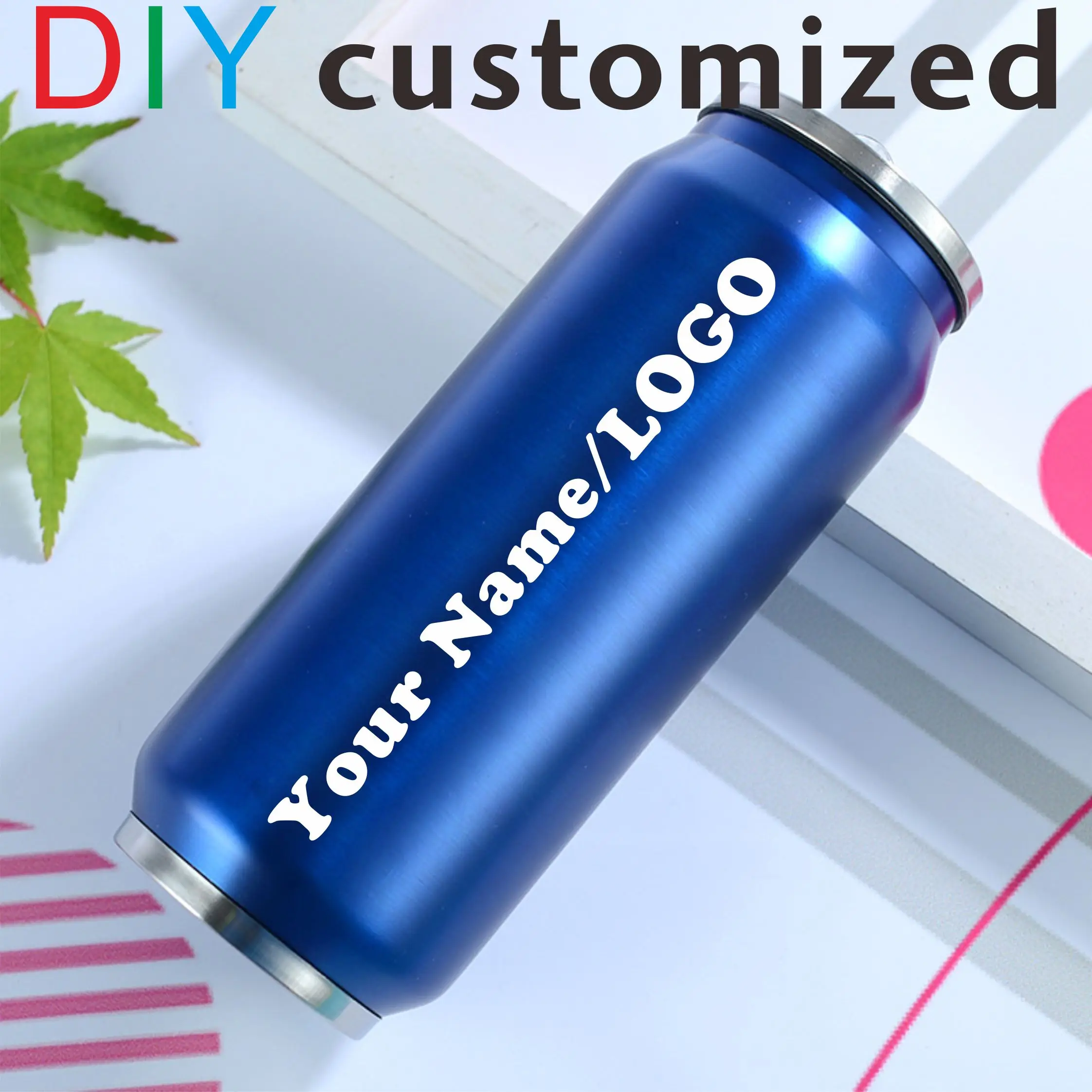 

500ML Cola Can Customized Print Name Photo LOGO Insulated Thermos Stainless Steel Vacuum Bottle Keep Water Cold Portable Gift