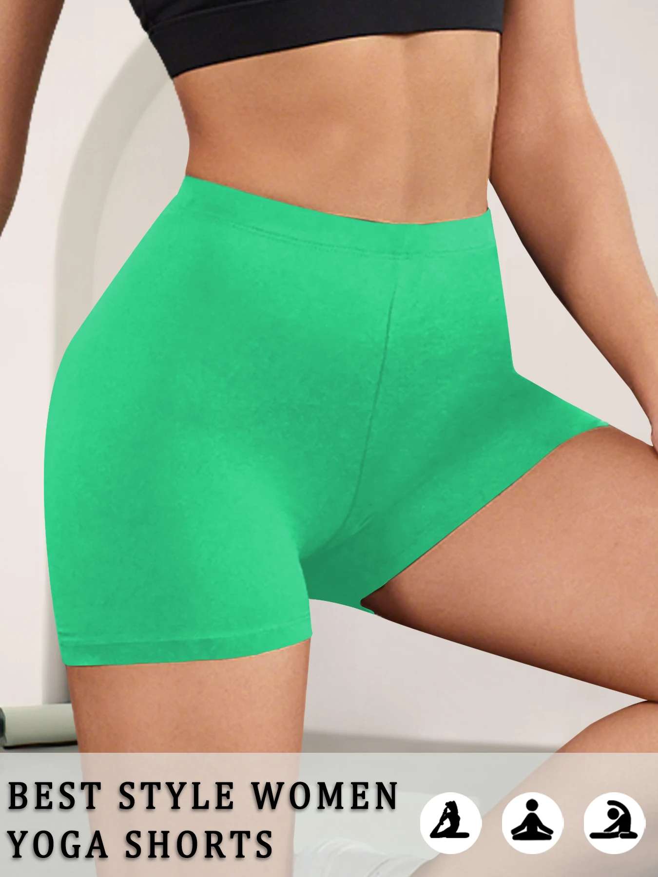 Damen High-Elastic Biker Shorts, Superweiche, wasserabweisende Yoga-, Lauf-, Rad-, Workout-, Fitness- und Activewear-Tights – Detail 12