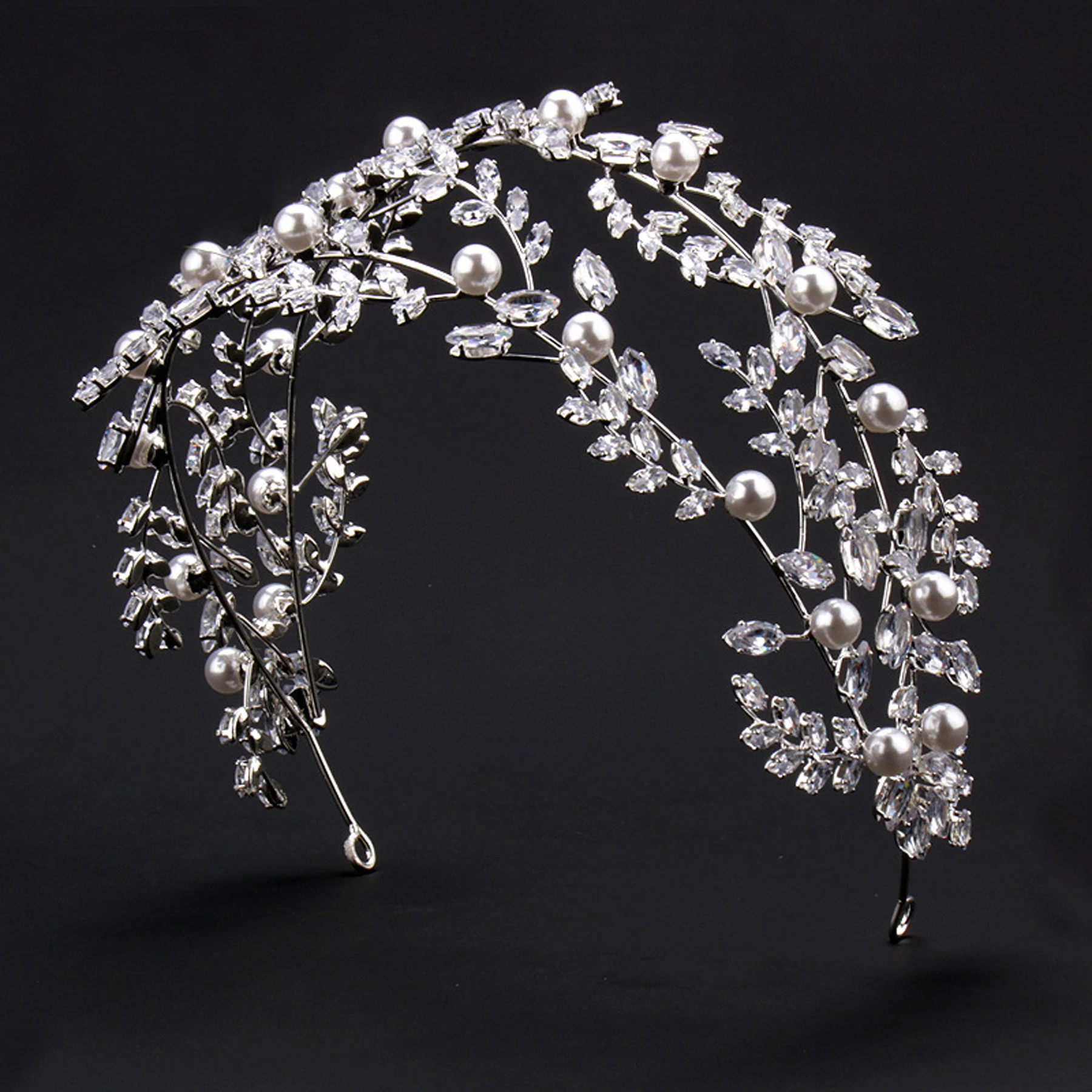 High Quality Luxury Zircon Pearl Bridal Headband Hair Accessories For