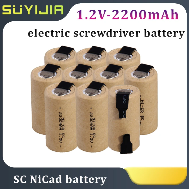 

New 1-30pcs Electric Screwdriver Battery SC 1.2V 2200mAh NiCd Battery Rechargeable Battery with Label Power Tool SUBC Battery