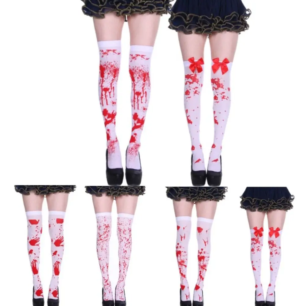 

1 pair Ultra-thin Halloween Blood Socks Blood Stained Halloween Cosplay High Sock Cotton Over-the-knee Over Knee Long Socks