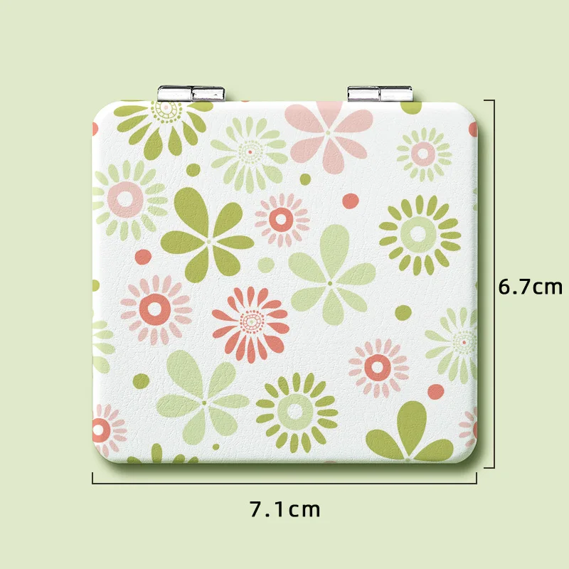 Portable Mini PU Makeup Mirror Magnify Foldable Double Pocket Small Makeup Mirror for Travel Beauty Cosmetic Tool