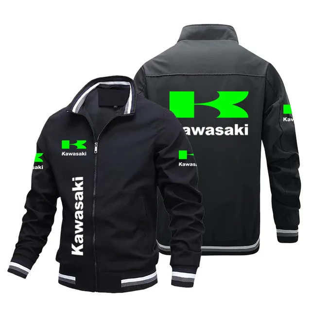 2024 New Men's Motorcycle Jacket Kawasaki Logo Print Biker Jacket Casual Windbreaker Racing Sportswear Kawasaki Men Clothing