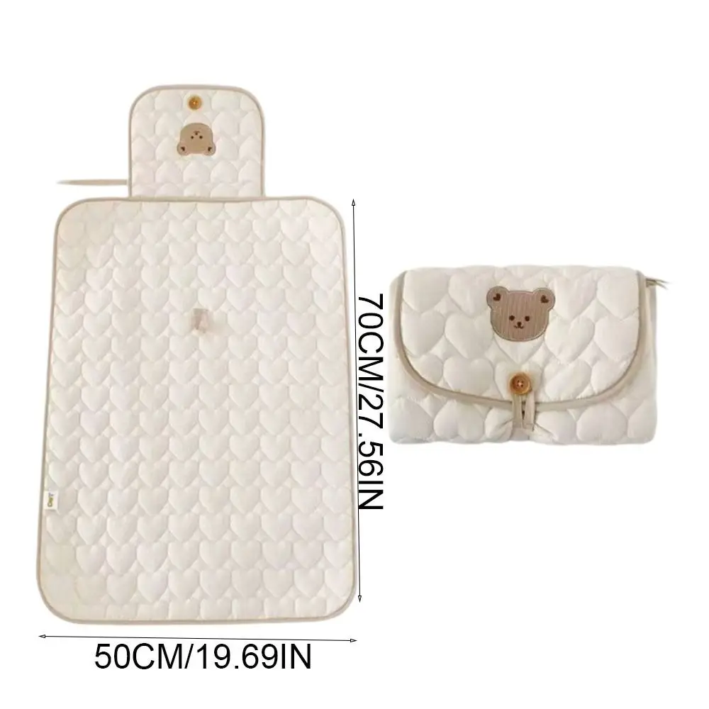 Bear Diaper Changing Pad Cotton Multifunctional Baby Changing Pad Foldable Newborn Travel Changing Station