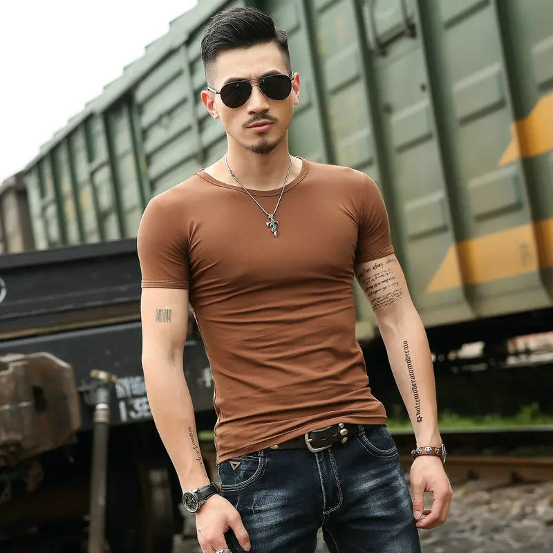 thumbnail image 1 of Camisetas para hombre, camiseta de secado rápido, camiseta ajustada para hombre, camiseta lisa para gimnasio, músculos lisos, ajustada, amarilla, manga corta, moda, caliente, 1 of 4