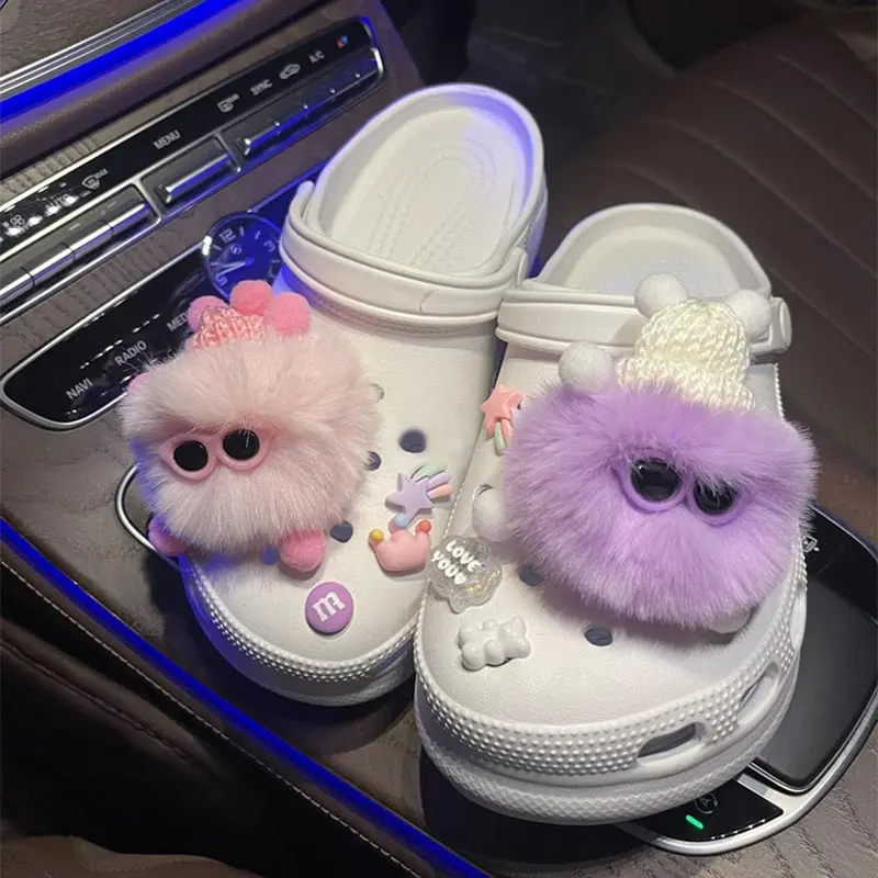 DIY Cartoon Cute Croc Charms Designer Fashion Quality Anime Croc Charms Lovely Furry Doll Shoe