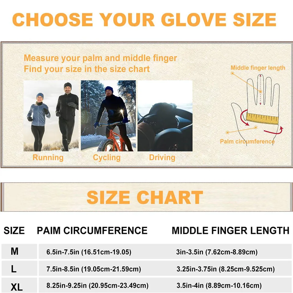 GTUBIKE Cycling Glove Outdoor Sports Running Glove Warm Touch Screen Gym Fitness Full Finger Gloves For Men Women Sports Gloves