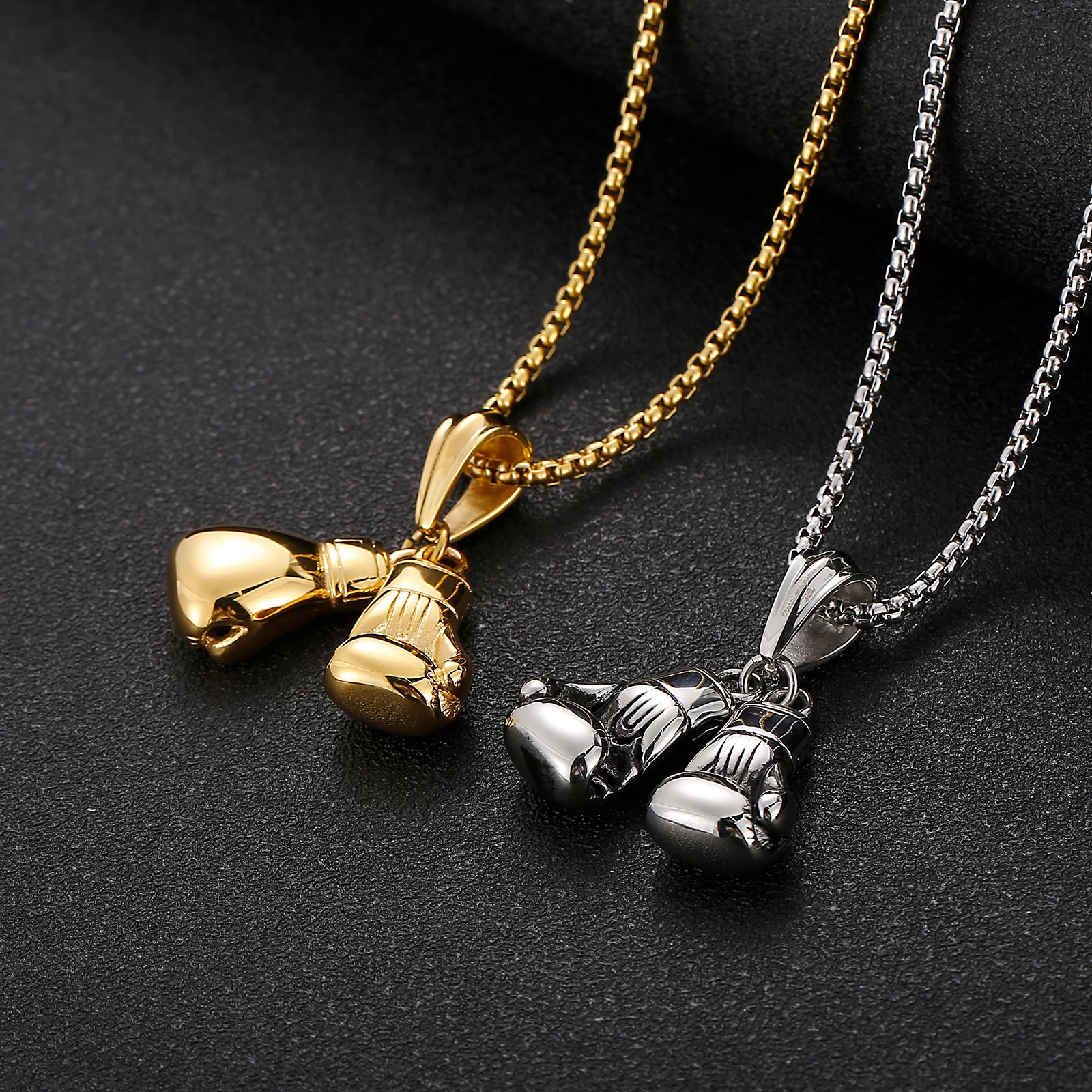 Collana Uomo In Acciaio Inox Con Ciondolo Croce E Guantoni Da Boxe – Regalo Unisex