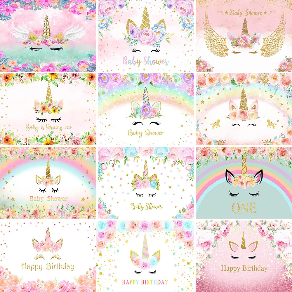 Unicorn Birthday Backdrop Party Decoration Banner Photocall Props photo backdrop