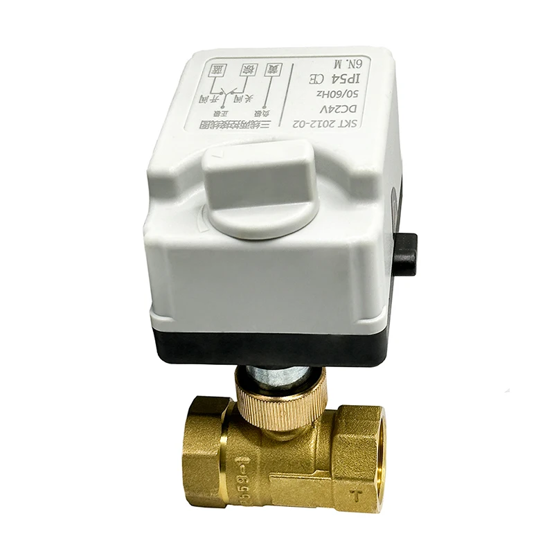 Válvula de Esfera Motorizada Bronze 3-wire Controle Normalmente Fechado Dc24v Dc12v Válvula de Esfera Elétrica com Interruptor Manual 1
