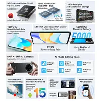 هاتف Blackview SHARK 6 الذكي 4GB/8GB+128GB 6.88 بوصة أندرويد 15 Unisoc UMS9620 T8100 ثماني النواة 5000mAh 5G NFC OTG هاتف محمول 3